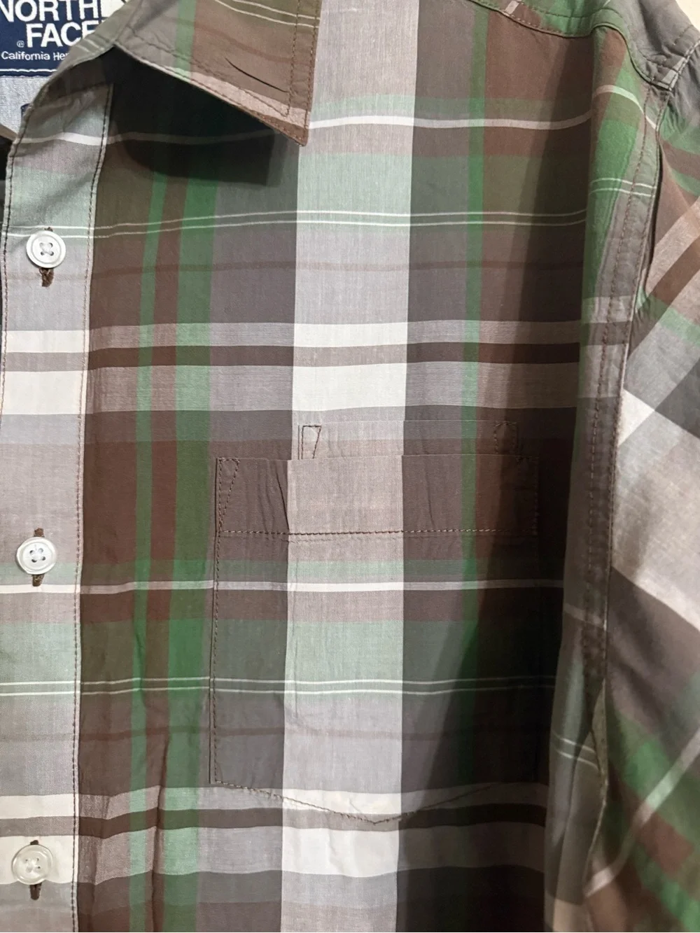 The North Face Men's Plaid Long Sleeve Button Down Shirt Brown Green Size XL